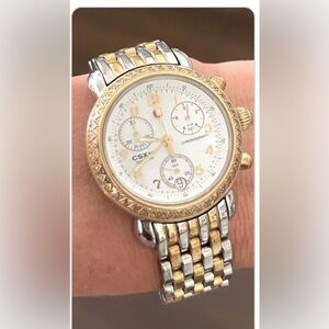 MICHELE CSX 36 DIAMOND MOTHER PEARL YELLOW GOLD TWO TONE WATCH- reduced